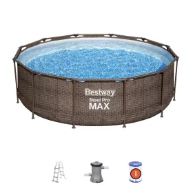   Bestway Steel Pro MAX 56709 Medence rattan mintás, papírszűrős szűrés, létra, 366x100 cm