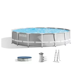   Medence Intex Prism Frame Premium 26724, papírszűrős szűrés, létra, takaróponyva, alátét ponyva, 45