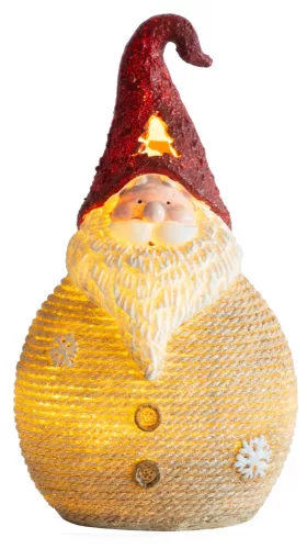 MagicHome, Karácsonyi figura, Mikulás, LED, polirezin, 3xAAA, 28,5 cm