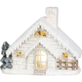   MagicHome, Karácsonyi dekoráció, házikó kéménnyel, kerámia, 3xAA, 40 cm, LED