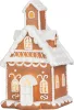 Dekoráció MagicHome Karácsonyi, házikó, havas, polirezin, 10,3x11,1x19 cm