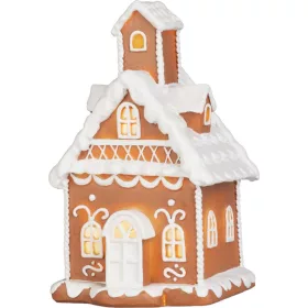   Dekoráció MagicHome Karácsonyi, házikó, havas, polirezin, 10,3x11,1x19 cm
