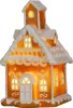 Dekoráció MagicHome Karácsonyi, házikó, havas, polirezin, 10,3x11,1x19 cm