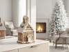 Dekoráció MagicHome Karácsonyi, házikó, havas, polirezin, 10,3x11,1x19 cm