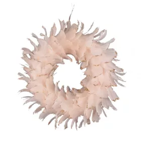   MagicHome, karácsonyi koszorú, tollas, rózsaszín, függő, 35 cm
