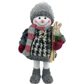   MagicHome, Karácsonyi dekoráció, hóember lány sílécekkel, 50 cm