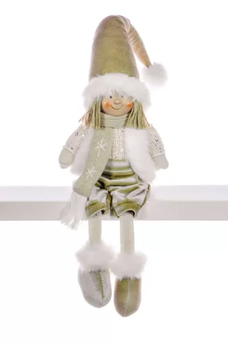 MagicHome, Karácsonyi dekoráció, kisfiú aranyban, ülő, 33 cm