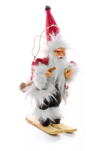 MagicHome, Karácsonyi dekoráció, Mikulás síléceken, 18 cm