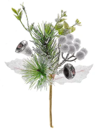 MagicHome, Karácsonyi ág, csengővel, 18 cm