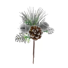 MagicHome, Karácsonyi ág, csengővel, ezüst, 20 cm
