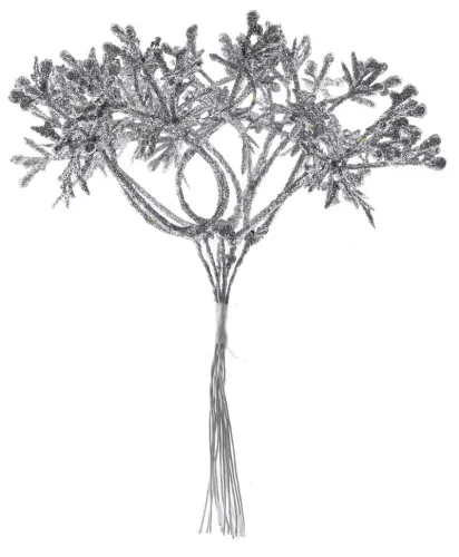 MagicHome, Karácsonyi ág, ezüst, 15 cm