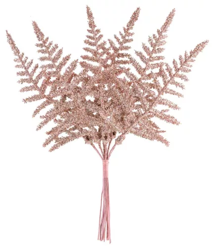 MagicHome, Karácsonyi ág, páfrány, rózsaarany, 19 cm
