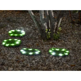   Strend Pro 6155, Műfűből készült napelemes kör lámpák, 4 db, 24 cm, 4x 8 LED, AA