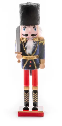 MagicHome, Karácsonyi figura, 38cm, Diótörő báránybőr sapkával, fa