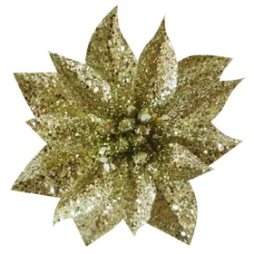   MagicHome, Karácsonyi Csillámos Mikulásvirág, arany, virágméret: 9 cm