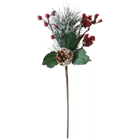 MagicHome, Karácsonyi ág, csipkebogyóval, piros, 38 cm