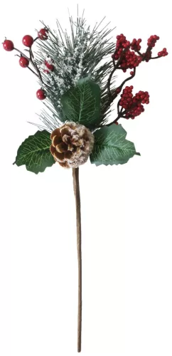MagicHome, Karácsonyi ág, csipkebogyóval, piros, 38 cm