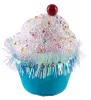 MagicHome, Karácsony dekoráció, cukorkás muffin, kék, függő, 7x7x11 cm