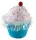 MagicHome, Karácsony dekoráció, cukorkás muffin, kék, függő, 7x7x11 cm