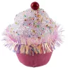 MagicHome, Karácsonyi dekoráció, cukorkás muffin, rózsaszín, függő, 7x7x11 cm