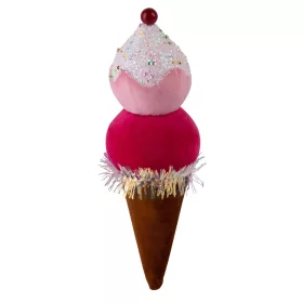   MagicHome, Karácsonyi dekoráció, cukorkás fagylalt, piros, függő, 16 cm