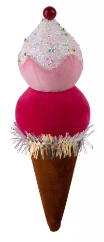 MagicHome, Karácsonyi dekoráció, cukorkás fagylalt, piros, függő, 16 cm