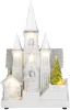 MagicHome, Karácsonyi dekoráció, templom Betlehemmel, 6 LED fehér, 3xAA, beltéri, 17x13x25 cm