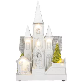   MagicHome, Karácsonyi dekoráció, templom Betlehemmel, 6 LED fehér, 3xAA, beltéri, 17x13x25 cm