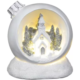   MagicHome, Karácsonyi díszgömb, LED meleg fehér, polirezin, 2xAAA, beltéri, 10,50x9x11 cm