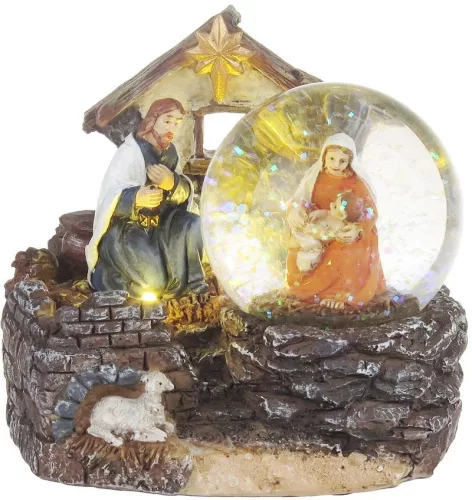 MagicHome, Karácsonyi dekoráció, Betlehem, 2 LED meleg fehér, 2xAAA, beltéri, 11x9,50x10 cm