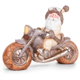   MagicHome, Karácsonyi dekoráció, Mikulás motoron, retro, kerámia, 47x18,5x34 cm
