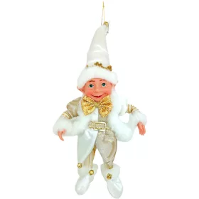   Dekoráció MagicHome Karácsonyi, manó, textil, fehér, 14/35 cm