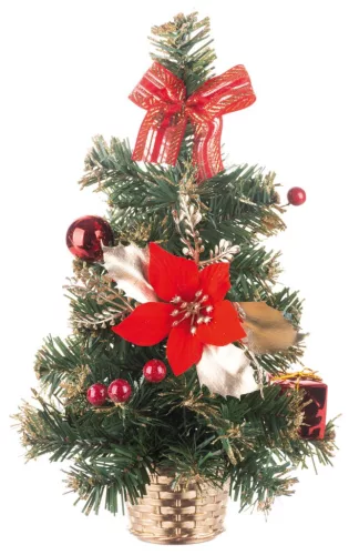 MagicHome Karácsonyi, díszített Karácsonyfa, piros, 30 cm