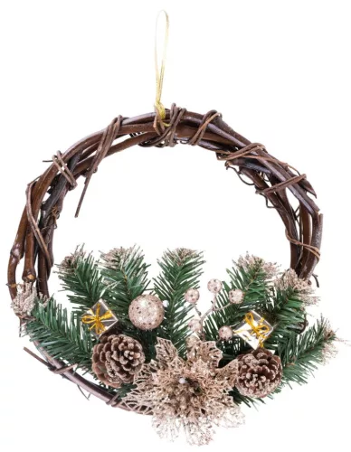 MagicHome, karácsonyi koszorú, természetes, függő, 30 cm