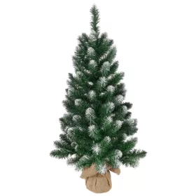   MagicHome Karácsonyi Nico Karácsonyfa, juta zsákos jegenyefenyő, havas végek, 90 cm