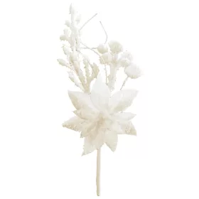 MagicHome, Karácsonyi ág, mikulásvirággal, fehér, 19 cm