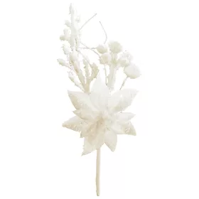   MagicHome, Karácsonyi ág, mikulásvirággal, fehér, 19 cm, 6 db