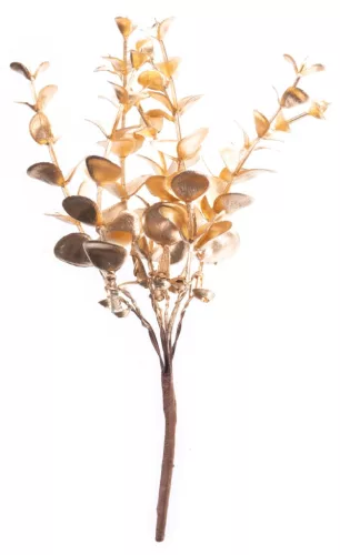 MagicHome, Karácsonyi ág, eukaliptusz, arany, 15 cm