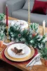 MagicHome, Karácsonyi ág, tobozokkal és jutaszalaggal, fehér, 15 cm