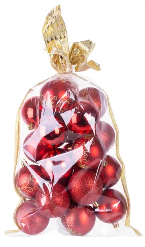 MagicHome, Karácsonyi Gömbök, 20 db, 6 cm, piros