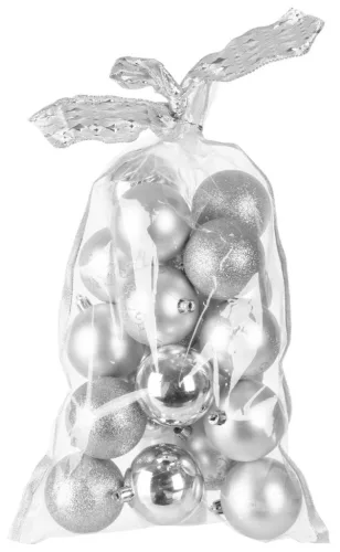 MagicHome, Karácsonyi Gömbök, 20 db, 6 cm, ezüst