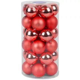 MagicHome, Karácsonyi Gömbök, 30 db, 6 cm, piros, vegyes