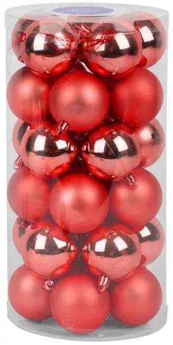 MagicHome, Karácsonyi Gömbök, 30 db, 6 cm, piros, vegyes
