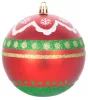 MagicHome, Karácsonyi Gömbök, 4 db, piros - zöld, ornamentikával, 10 cm