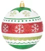MagicHome, Karácsonyi Gömbök, 4 db, piros - zöld, ornamentikával, 10 cm