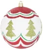 MagicHome, Karácsonyi Gömbök, 4 db, piros - zöld, ornamentikával, 10 cm