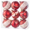 MagicHome, Karácsonyi Gömbök, 9 db, piros ornamentikával, 6 cm