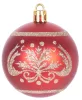 MagicHome, Karácsonyi Gömbök, 9 db, piros ornamentikával, 6 cm