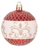 MagicHome, Karácsonyi Gömbök, 9 db, piros ornamentikával, 6 cm