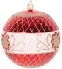 MagicHome, Karácsonyi Gömbök, 4 db, piros, ornamentikával, 10 cm